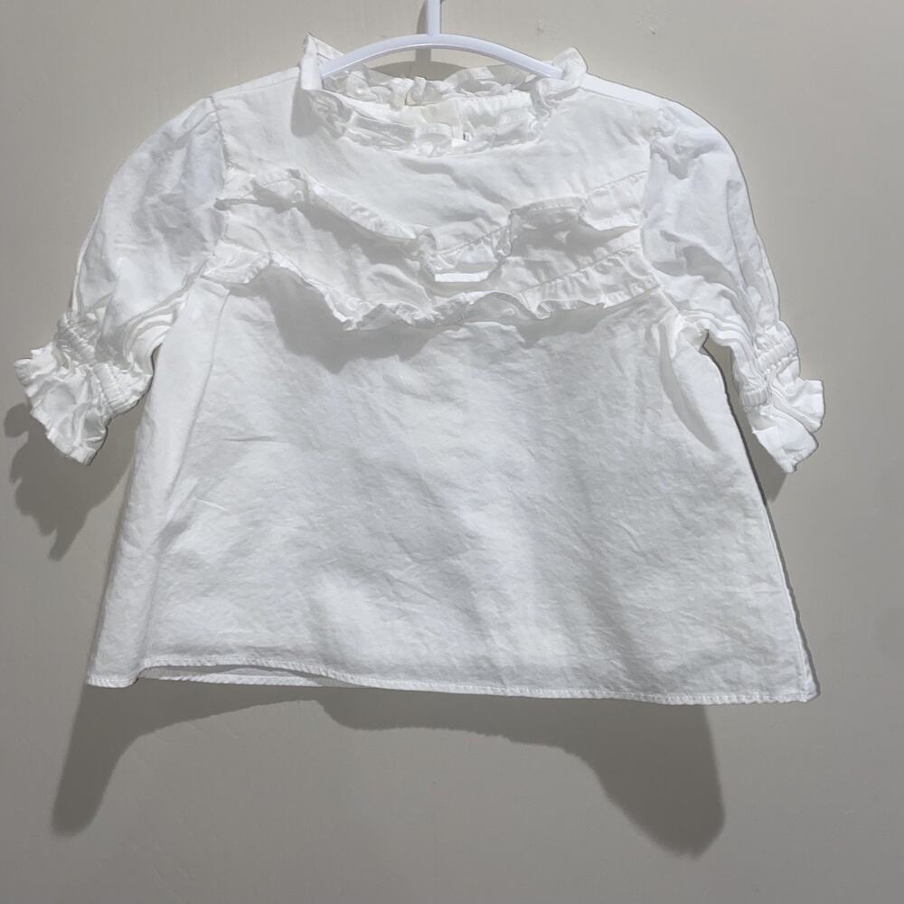 JANIE AND JACK 6-12 Months Ornate Holiday Ruffle Mock Neck Blouse Shirt Fall